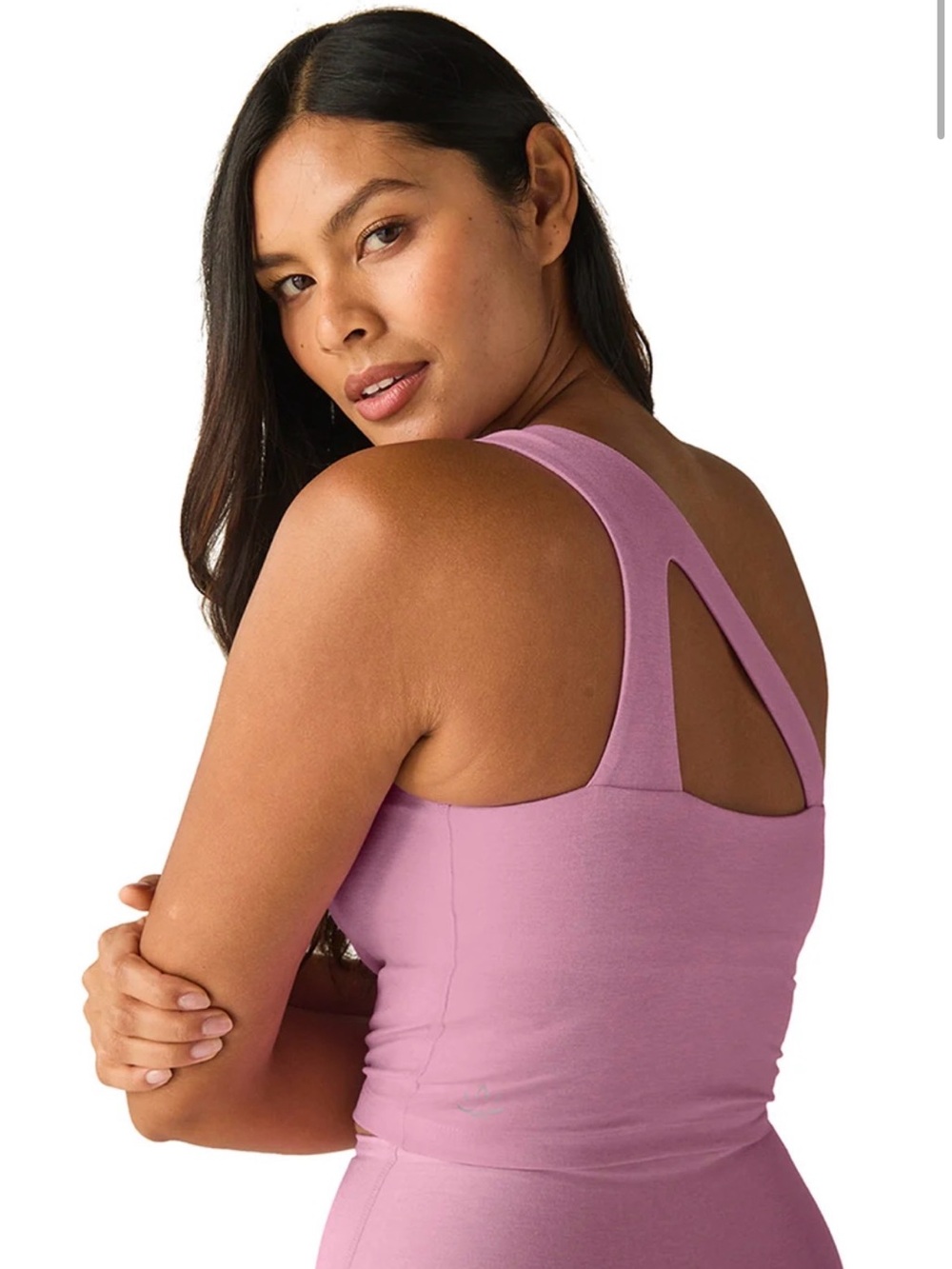 Beyond Yoga The Bold Should Cropped Tank in Pink Haze Heather